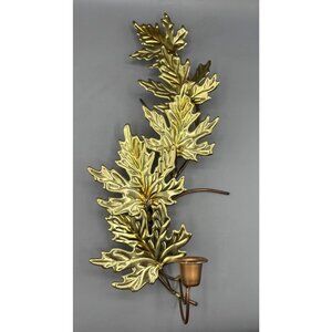 Vintage Gold Leaf Metal Wall Sconce Candle‎ Holder Fall Decor